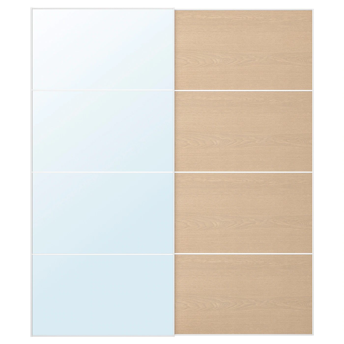 IKEA AULI / MEHAMN Pair Of Sliding Doors Mirror Glass/white Stained Oak Effect 78 3/4x92 7/8 "