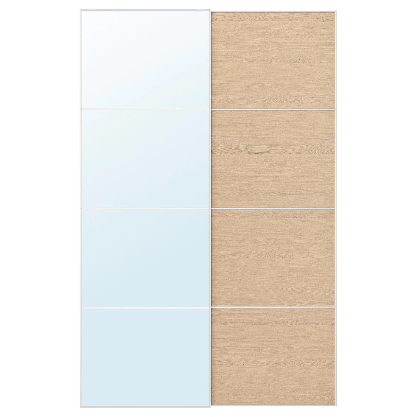 IKEA AULI / MEHAMN Pair Of Sliding Doors Mirror Glass/white Stained Oak Effect 59x92 7/8 "
