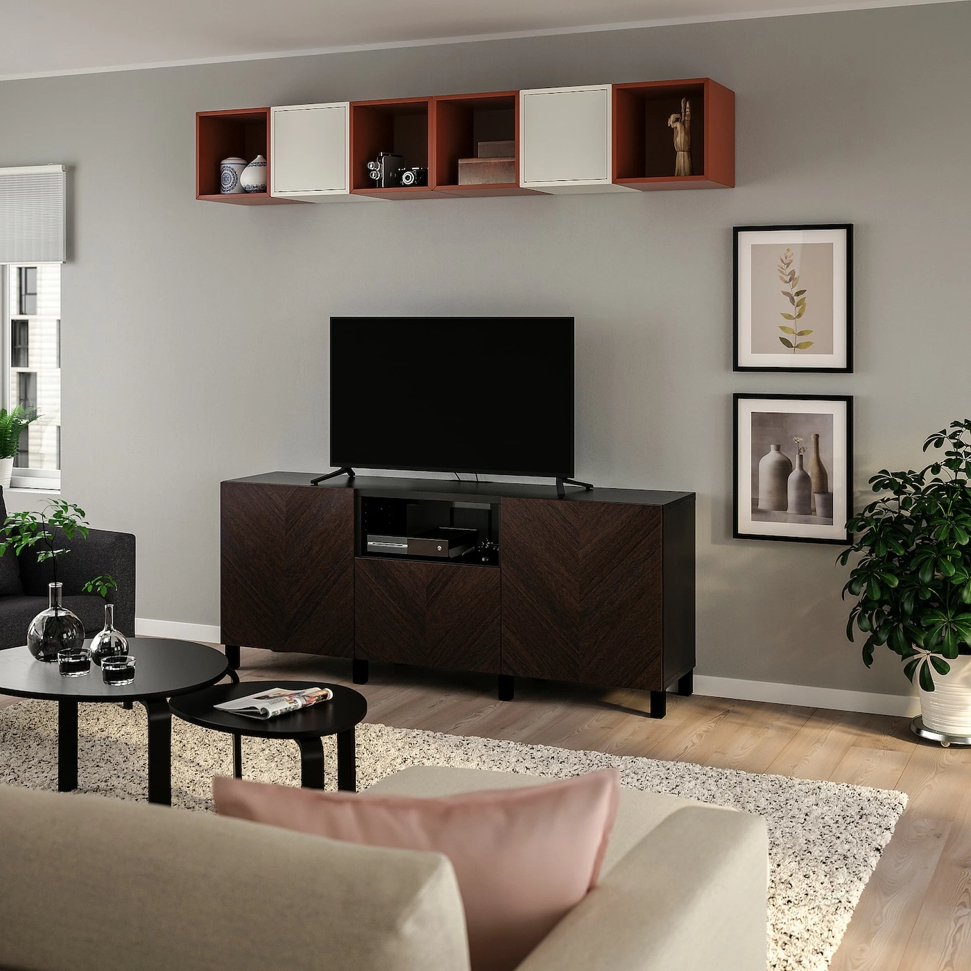 IKEA BESTÅ / EKET TV Storage Combination Blackbrown Redbrown/stained Oak Veneer 82 5/8x15 3/4x86 5/8 " 4 IKEA BESTÅ / EKET TV Storage Combination Blackbrown Redbrown/stained Oak Veneer 82 5/8x15 3/4x86 5/8 " - Image 2