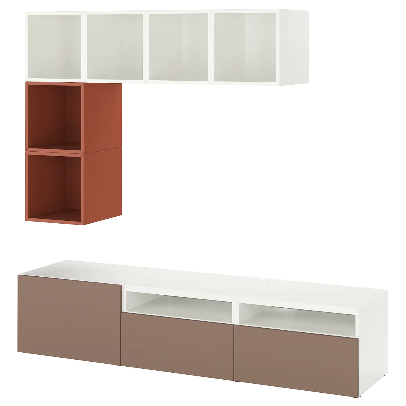 IKEA BESTÅ / EKET TV Storage Combination White/redbrown/light Graybrown 70 7/8x15 3/4x66 7/8 "