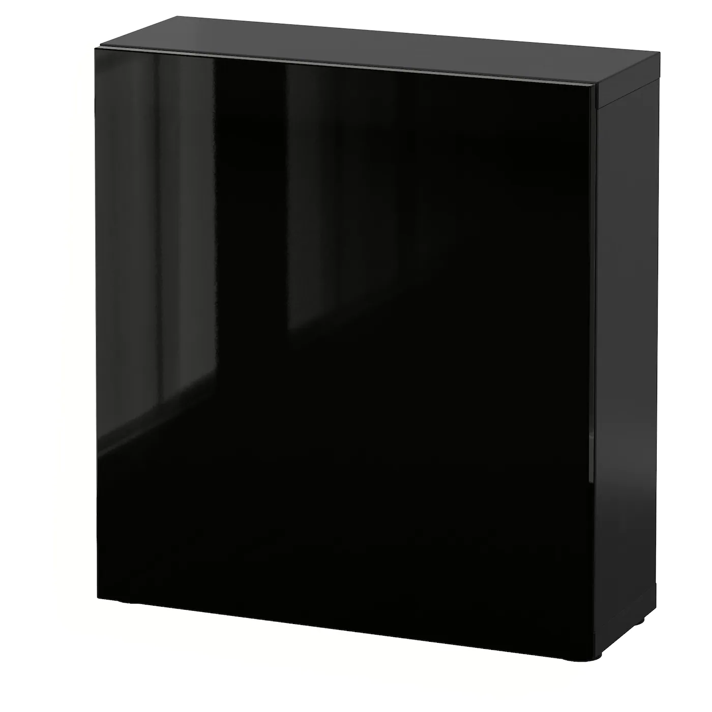 IKEA BESTÅ Shelf Unit With Door Blackbrown/Selsviken Highgloss/black 23 5/8x8 5/8x25 1/4 " Blackbrown/hanviken Blackbrown
