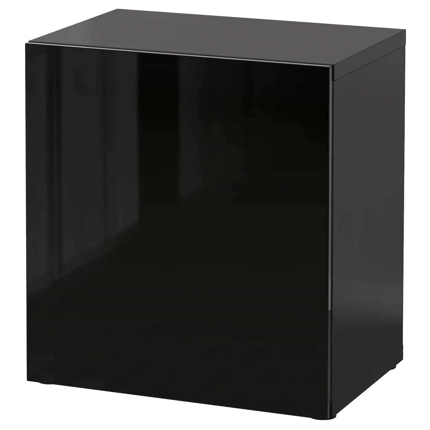 IKEA BESTÅ Shelf Unit With Door Blackbrown/Selsviken Highgloss/black 23 5/8x16 1/2x25 1/4 " Blackbrown/lappviken Light Graybrown