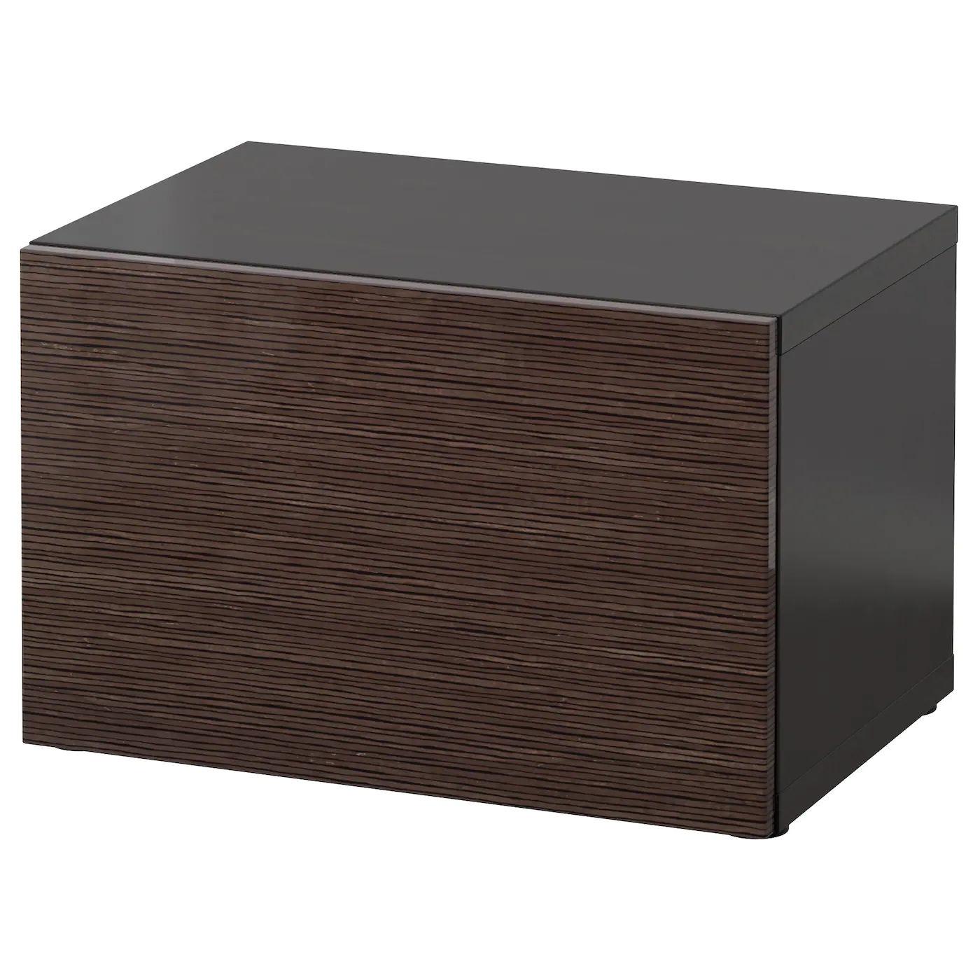 IKEA BESTÅ Shelf Unit With Door Blackbrown/Selsviken Highgloss/brown 23 5/8x16 1/2x15 " Blackbrown/lappviken Light Graybrown