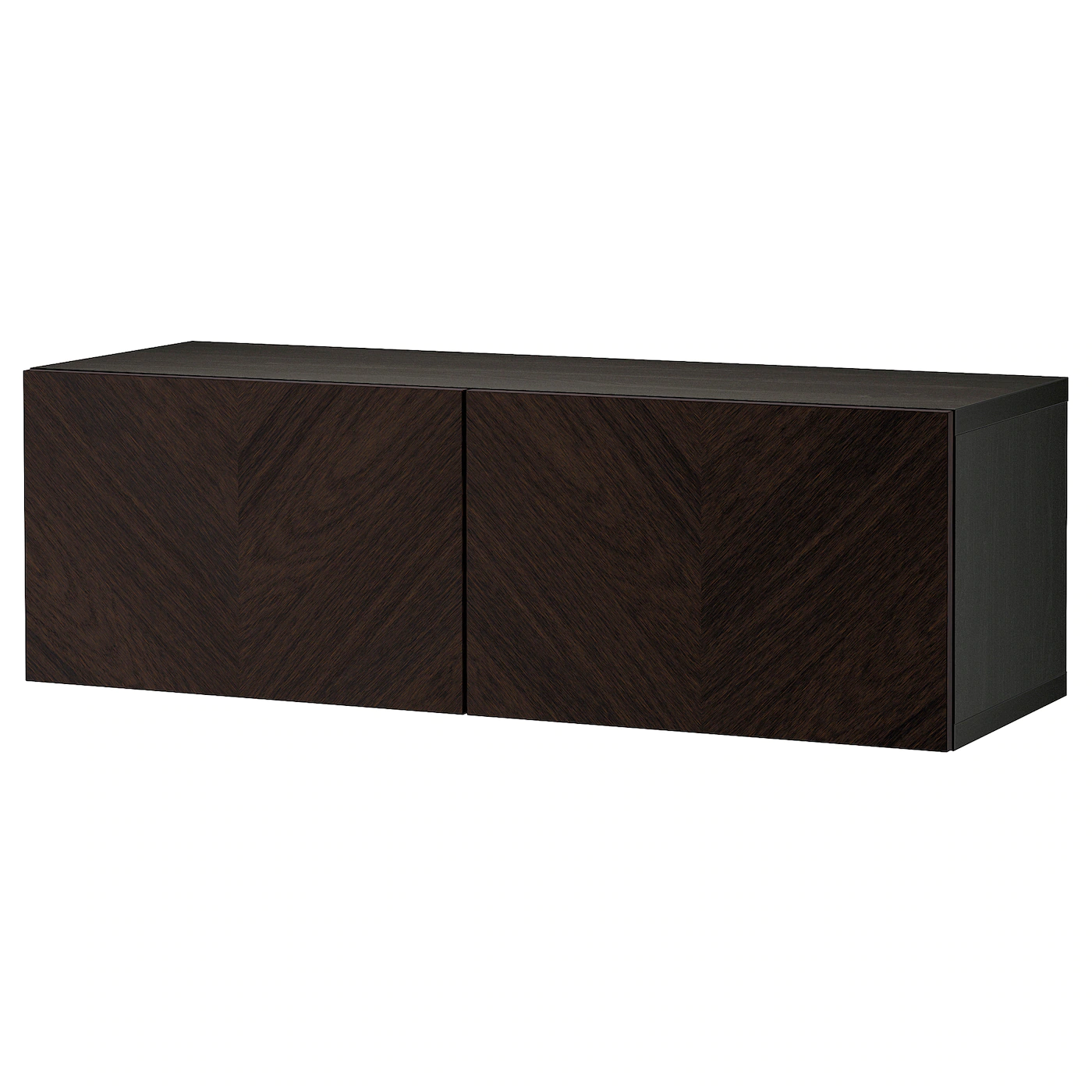 IKEA BESTÅ Shelf Unit With Doors Blackbrown Hedeviken/dark Brown Stained Oak Veneer 47 1/4x16 1/2x15 "