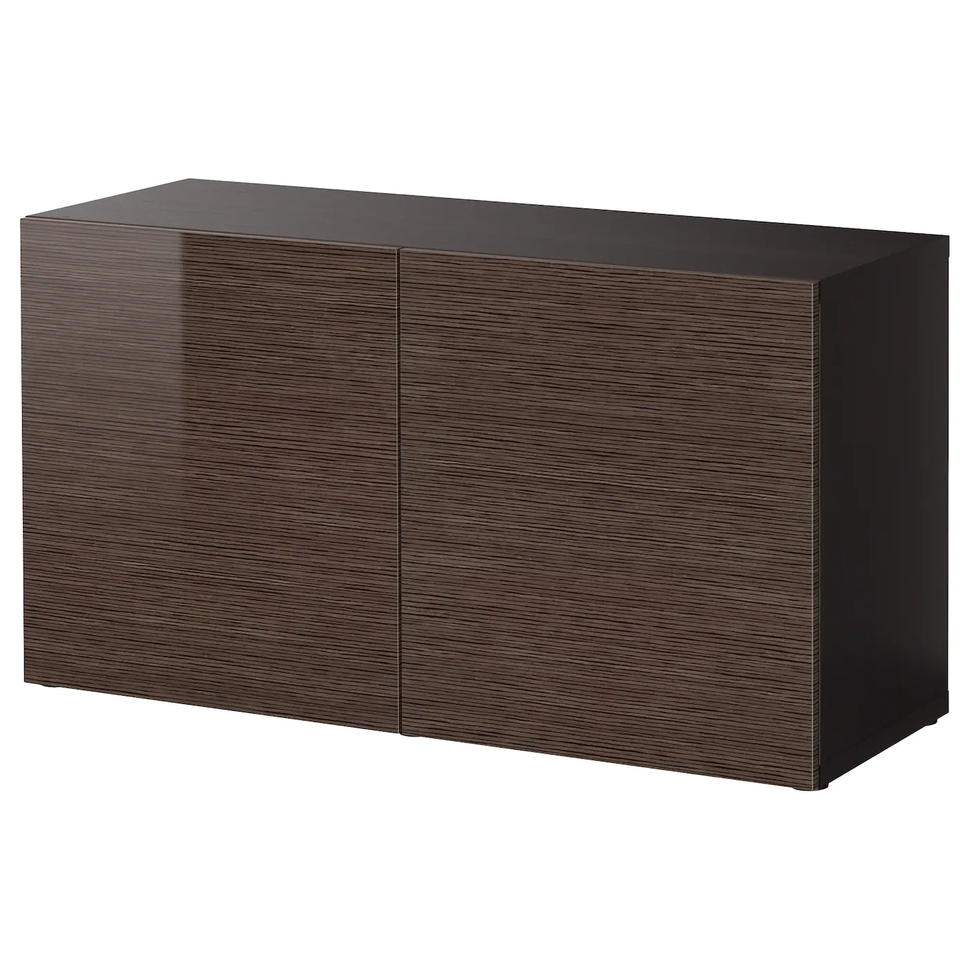 IKEA BESTÅ Shelf Unit With Doors Blackbrown/Selsviken Highgloss/brown 47 1/4x16 1/2x25 1/4 " Blackbrown/kallviken Dark Gray