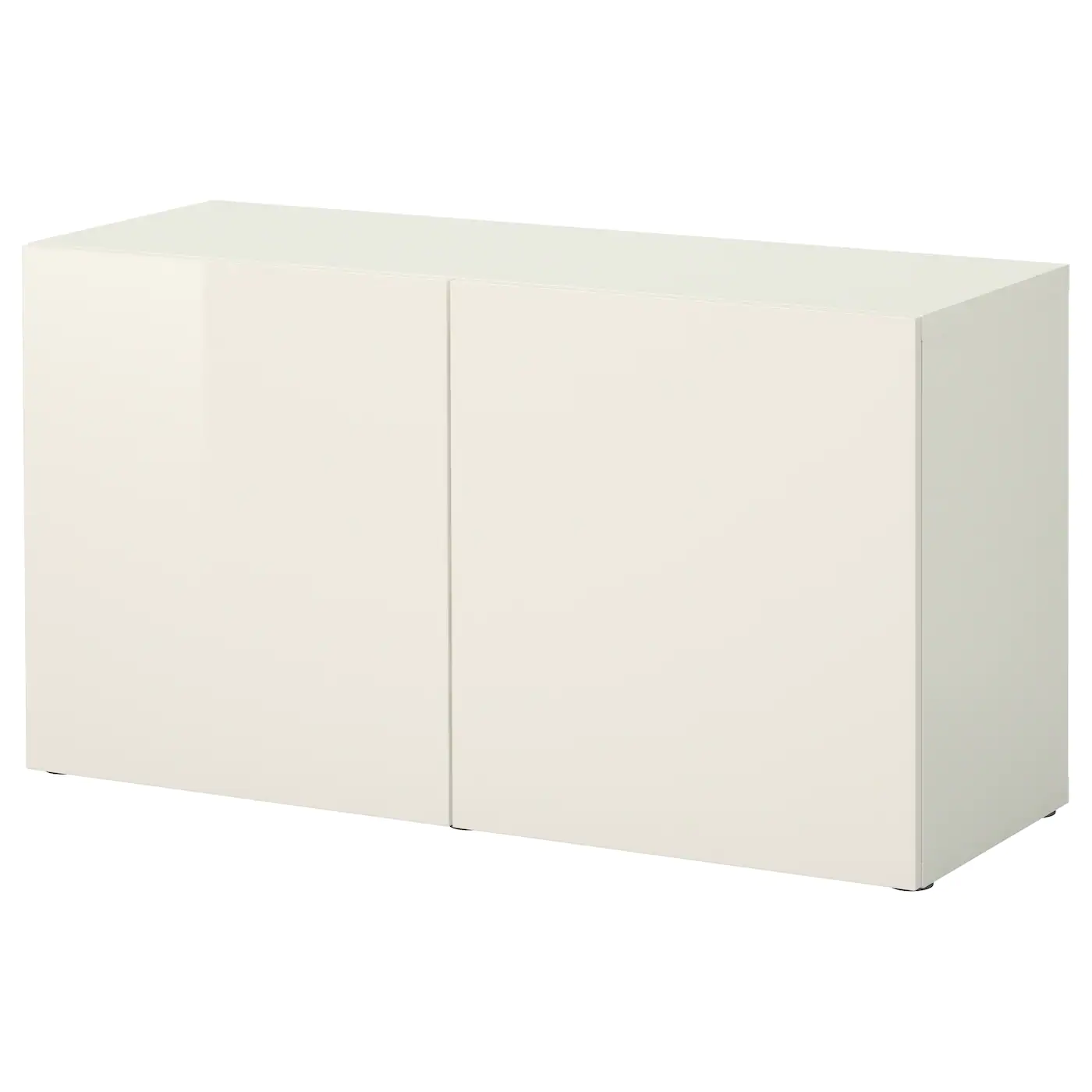 IKEA BESTÅ Shelf Unit With Doors White/Selsviken Highgloss/white 47 1/4x16 1/2x25 1/4 " Blackbrown/mörtviken Black
