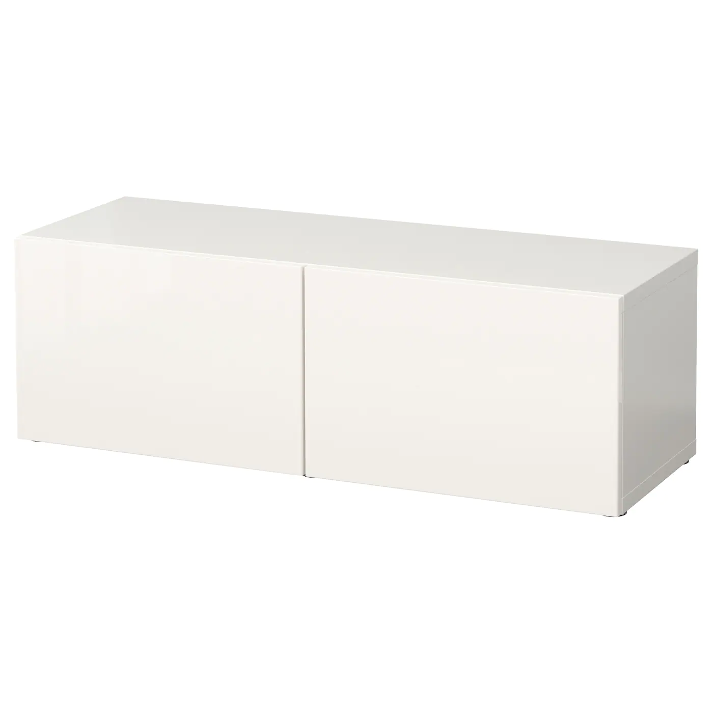 IKEA BESTÅ Shelf Unit With Doors White/Selsviken Highgloss/white 47 1/4x16 1/2x15 " Blackbrown/laxviken Blackbrown