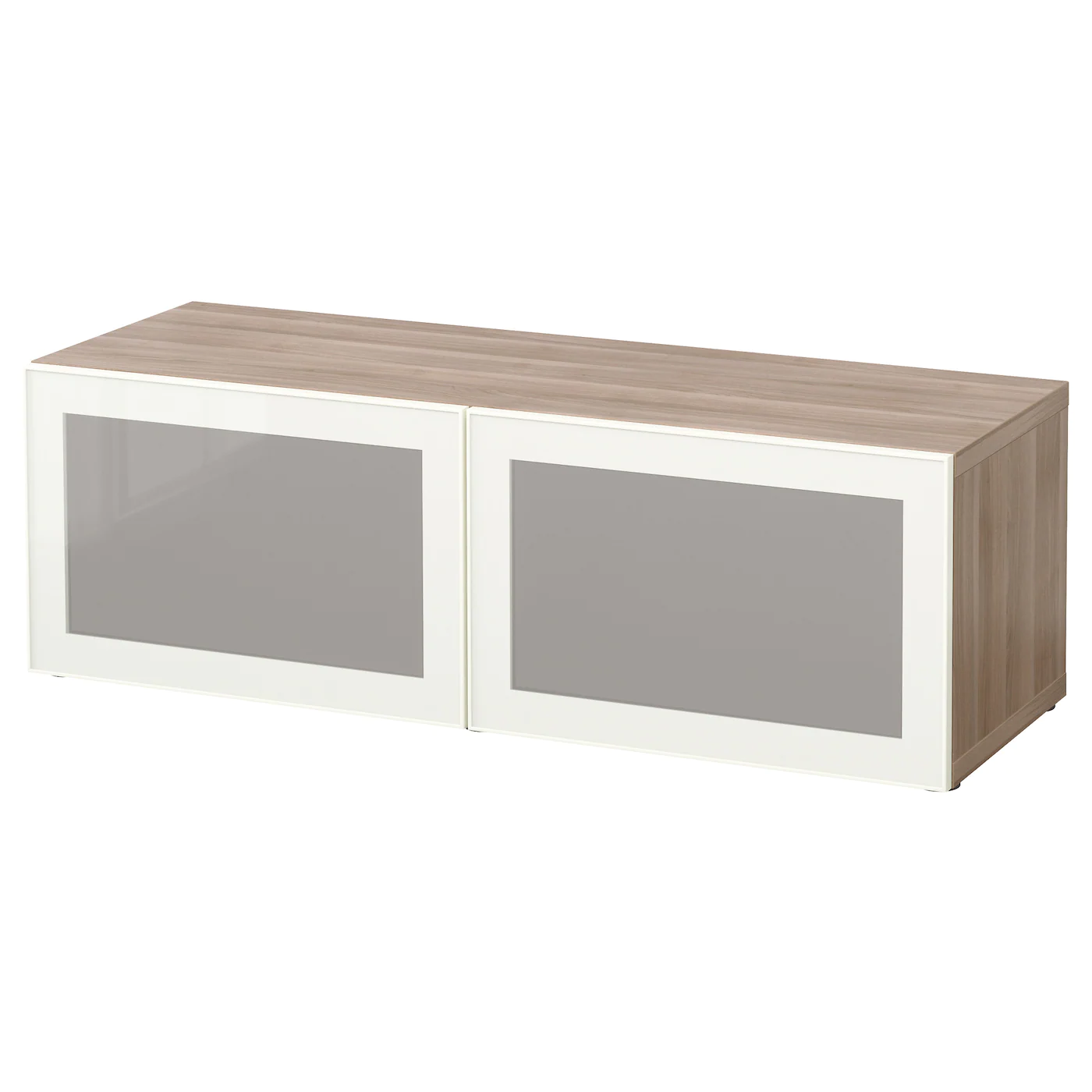 IKEA BESTÅ Shelf Unit With Glass Doors Walnut Effect Light Gray/Glassvik White/frosted Glass 47 1/4x16 1/2x15 "