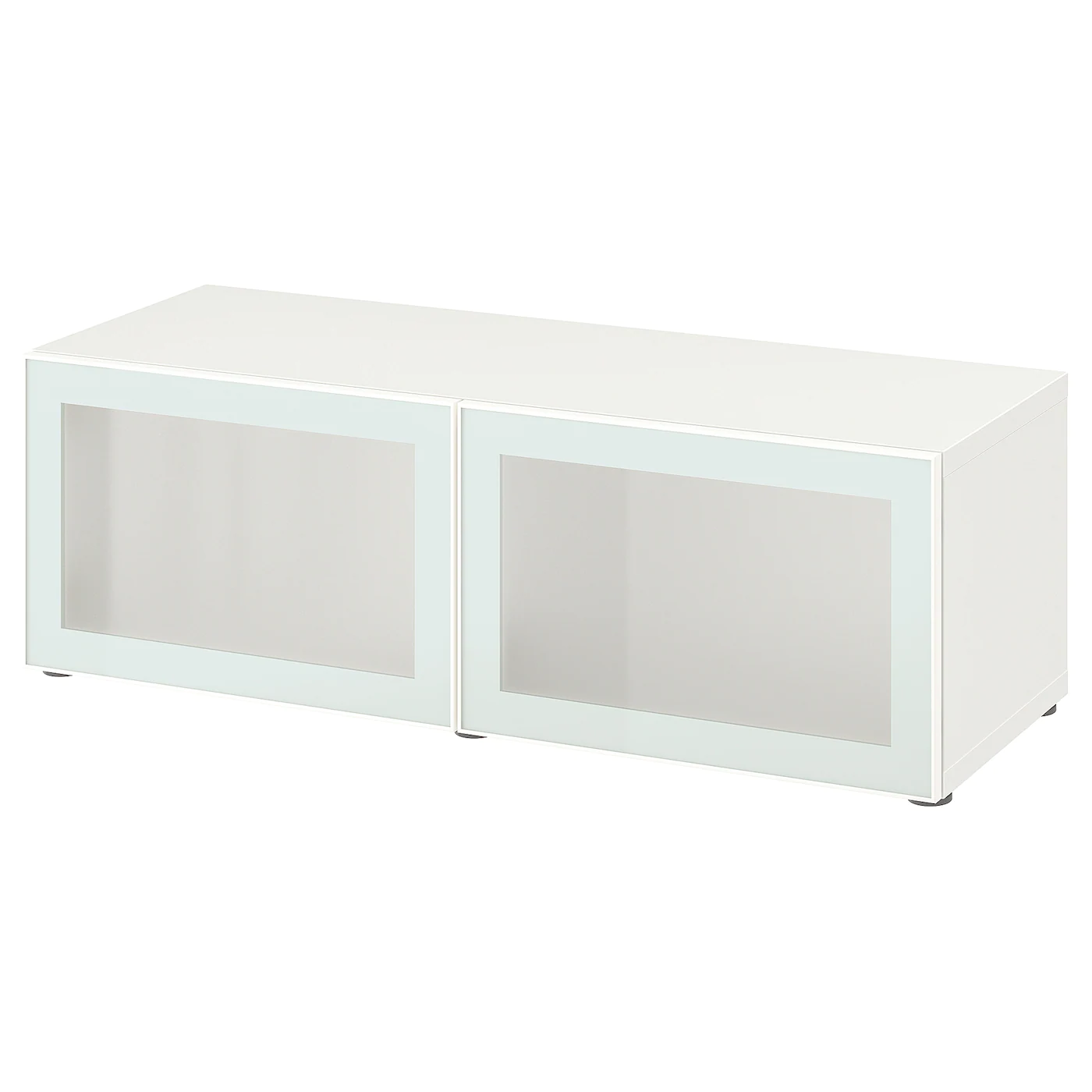IKEA BESTÅ Shelf Unit With Glass Doors White/Glassvik White/frosted Glass 47 1/4x16 1/2x15 " Blackbrown/sindvik Blackbrown Clear Glass