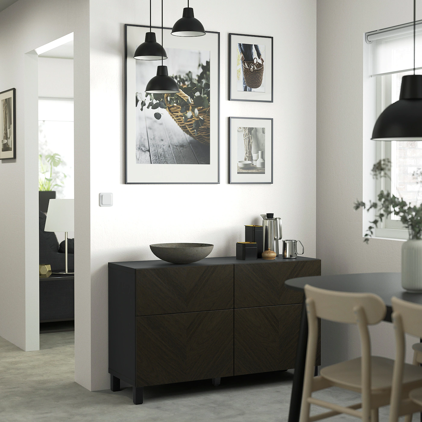 IKEA BESTÅ Storage Combination W Doors/drawers Blackbrown Hedeviken/Stubbarp/dark Brown Stained Oak Veneer 47 1/4x16 1/2x29 1/8 " 5 IKEA BESTÅ Storage Combination W Doors/drawers Blackbrown Hedeviken/Stubbarp/dark Brown Stained Oak Veneer 47 1/4x16 1/2x29 1/8 " - Image 3