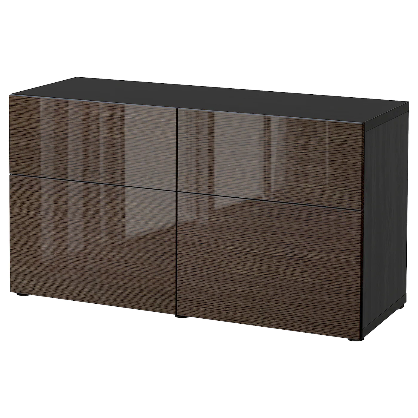 IKEA BESTÅ Storage Combination W Doors/drawers Blackbrown/Selsviken Highgloss/brown 47 1/4x16 1/2x25 5/8 " Blackbrown Kallviken/dark Gray Concrete Effect