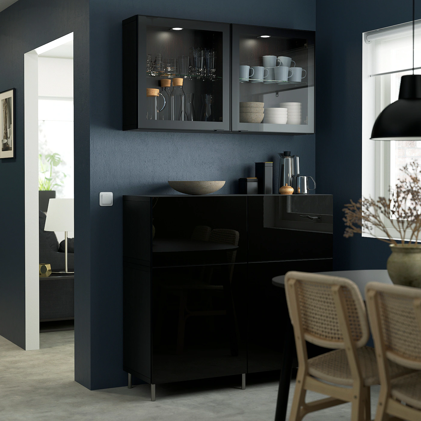 IKEA BESTÅ Storage Combination W Doors/drawers Blackbrown/Selsviken/Ösarp High Gloss/black Clear Glass 47 1/4x16 1/2x83 7/8 " Blackbrown Laxviken/black Clear Glass 5 IKEA BESTÅ Storage Combination W Doors/drawers Blackbrown/Selsviken/Ösarp High Gloss/black Clear Glass 47 1/4x16 1/2x83 7/8 " Blackbrown Laxviken/black Clear Glass - Image 3