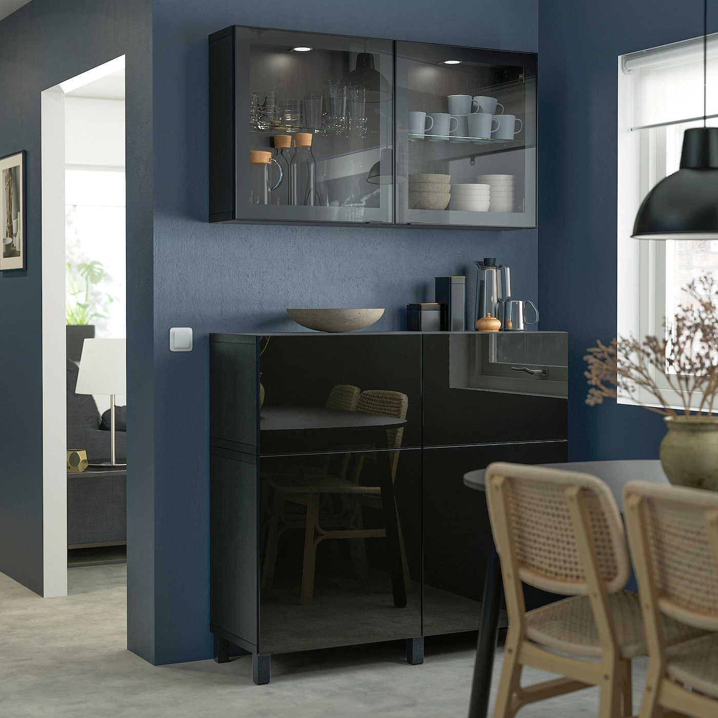 IKEA BESTÅ Storage Combination W Doors/drawers Blackbrown/Selsviken/Stubbarp High Gloss/black Clear Glass 47 1/4x16 1/2x83 7/8 " 5 IKEA BESTÅ Storage Combination W Doors/drawers Blackbrown/Selsviken/Stubbarp High Gloss/black Clear Glass 47 1/4x16 1/2x83 7/8 " - Image 3