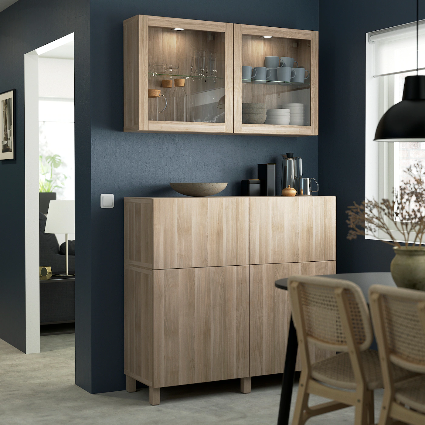 IKEA BESTÅ Storage Combination W Doors/drawers Walnut Effect Light Gray/Lappviken/Stubbarp Gray Stained Walnut Eff Clear Glass 47 1/4x16 1/2x83 7/8 " Blackbrown Laxviken/black Clear Glass 5 IKEA BESTÅ Storage Combination W Doors/drawers Walnut Effect Light Gray/Lappviken/Stubbarp Gray Stained Walnut Eff Clear Glass 47 1/4x16 1/2x83 7/8 " Blackbrown Laxviken/black Clear Glass - Image 3