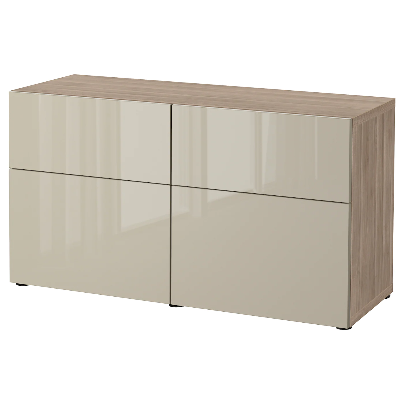 IKEA BESTÅ Storage Combination W Doors/drawers Walnut Effect Light Gray/Selsviken Highgloss/beige 47 1/4x16 1/2x25 5/8 " Blackbrown/hanviken Blackbrown