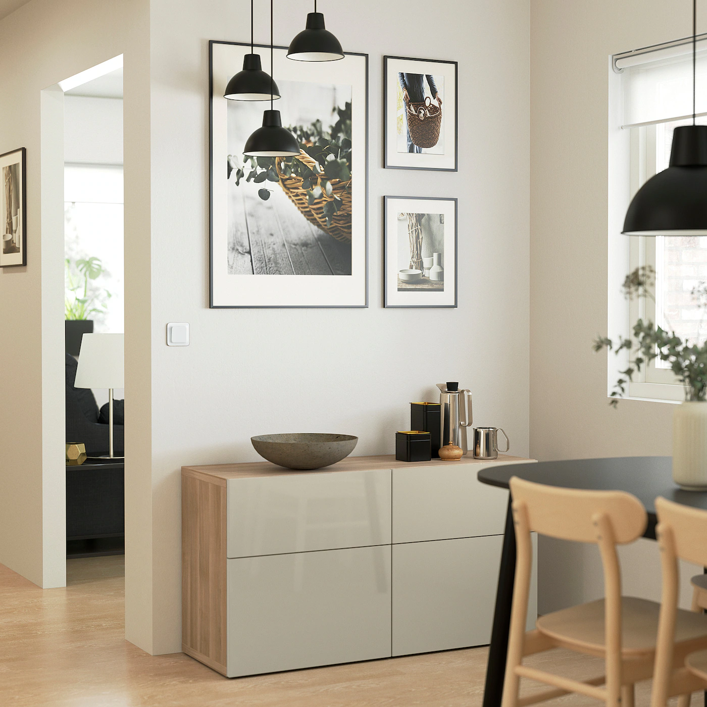 IKEA BESTÅ Storage Combination W Doors/drawers Walnut Effect Light Gray/Selsviken Highgloss/beige 47 1/4x16 1/2x25 5/8 " Blackbrown/hanviken Blackbrown 5 IKEA BESTÅ Storage Combination W Doors/drawers Walnut Effect Light Gray/Selsviken Highgloss/beige 47 1/4x16 1/2x25 5/8 " Blackbrown/hanviken Blackbrown - Image 3