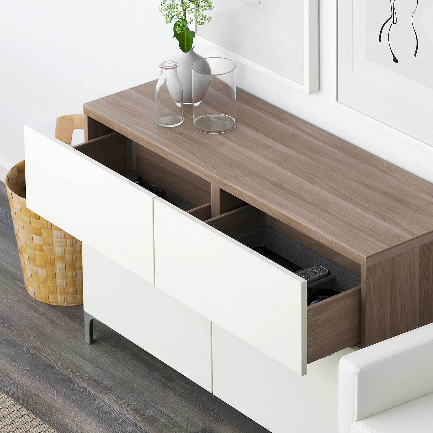 IKEA BESTÅ Storage Combination W Doors/drawers Walnut Effect Light Gray/Selsviken Highgloss/white 47 1/4x15 3/4x29 1/8 " Blackbrown Selsviken/stubbarp/high Gloss Dark Olivegreen 5 IKEA BESTÅ Storage Combination W Doors/drawers Walnut Effect Light Gray/Selsviken Highgloss/white 47 1/4x15 3/4x29 1/8 " Blackbrown Selsviken/stubbarp/high Gloss Dark Olivegreen - Image 3