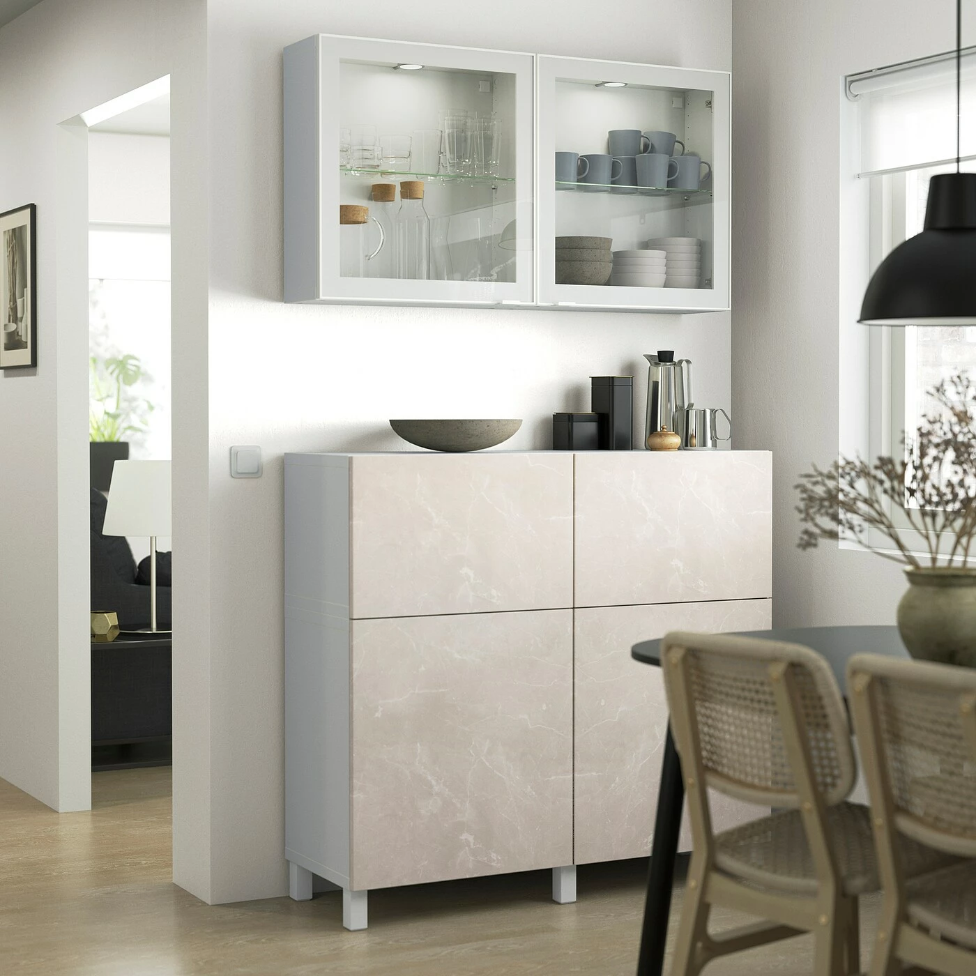 IKEA BESTÅ Storage Combination W Doors/drawers White Bergsviken/Stubbarp/beige Marble Effect 47 1/4x16 1/2x83 7/8 " Blackbrown/lappviken/stubbarp Blackbrown Clear Glass 5 IKEA BESTÅ Storage Combination W Doors/drawers White Bergsviken/Stubbarp/beige Marble Effect 47 1/4x16 1/2x83 7/8 " Blackbrown/lappviken/stubbarp Blackbrown Clear Glass - Image 3