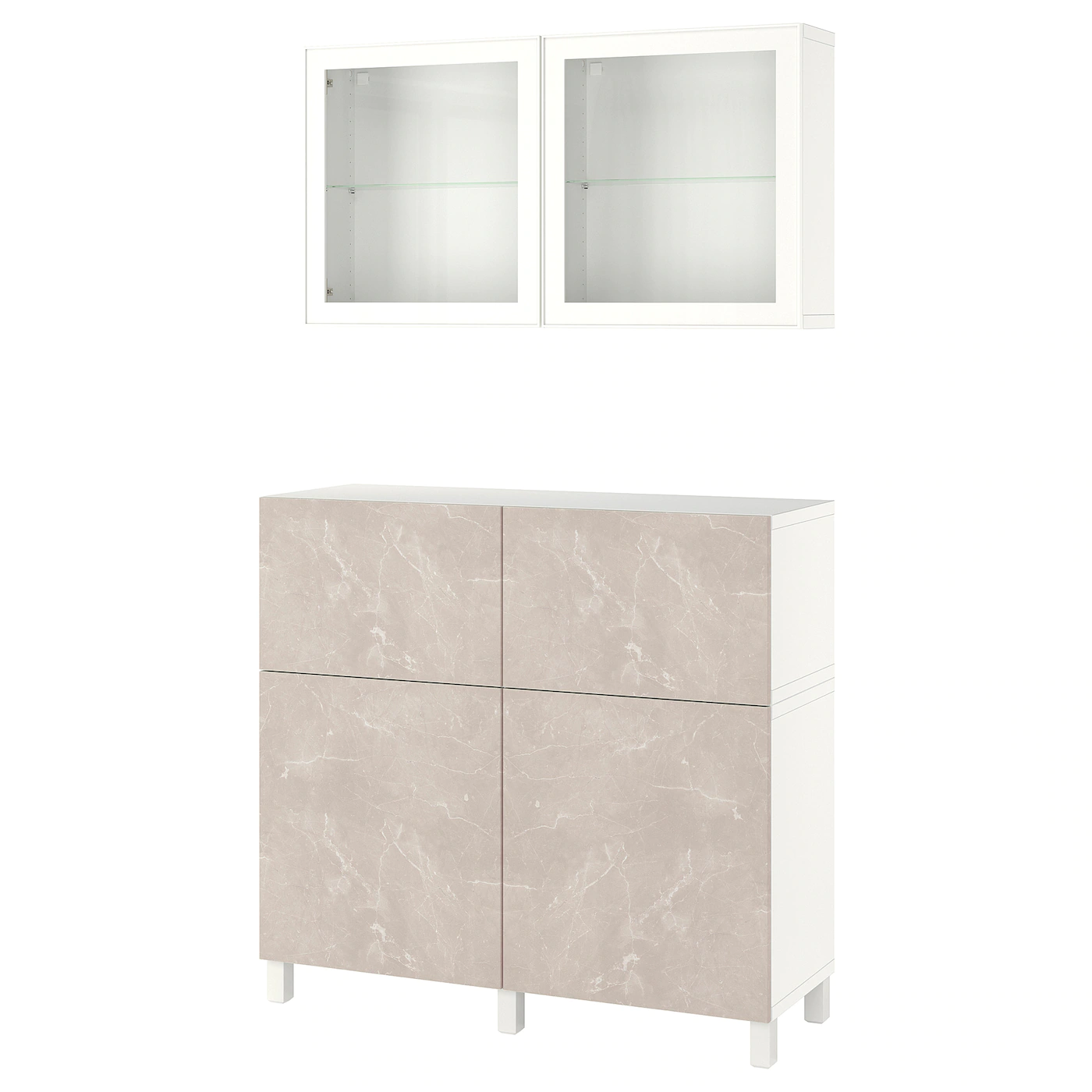IKEA BESTÅ Storage Combination W Doors/drawers White Bergsviken/Stubbarp/beige Marble Effect 47 1/4x16 1/2x83 7/8 " Blackbrown/lappviken/stubbarp Blackbrown Clear Glass