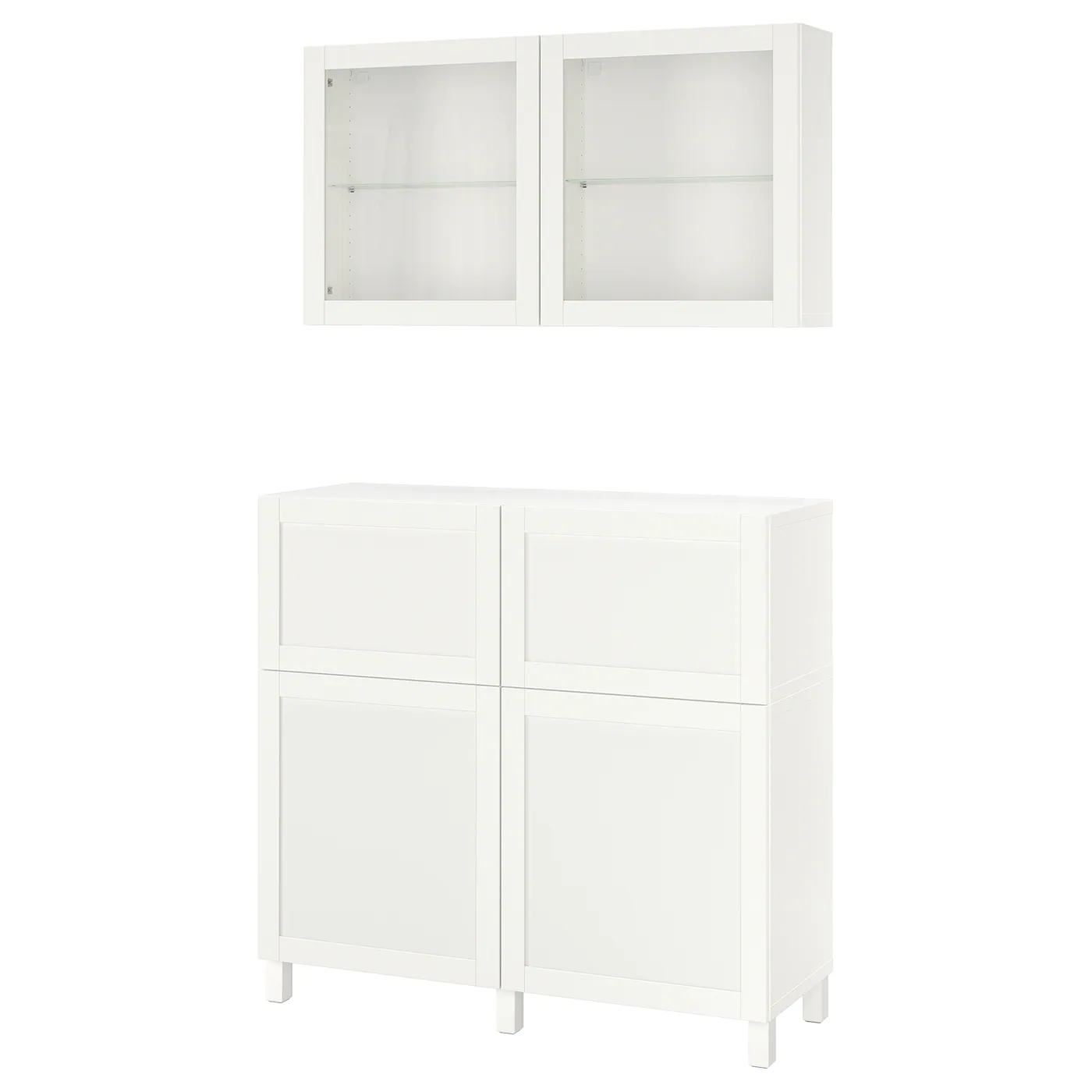 IKEA BESTÅ Storage Combination W Doors/drawers White/Hanviken/Stubbarp White Clear Glass 47 1/4x16 1/2x83 7/8 " Blackbrown/selsviken/Ösarp High Gloss/black Clear Glass