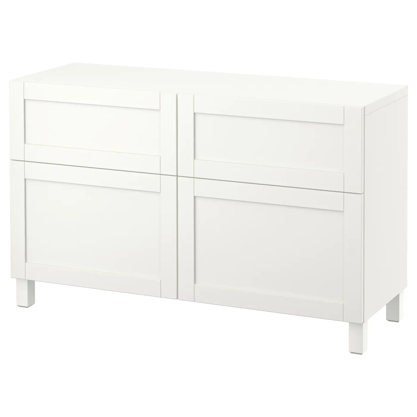 IKEA BESTÅ Storage Combination W Doors/drawers White/Hanviken/Stubbarp White 47 1/4x16 1/2x29 1/8 " Blackbrown/lappviken Blackbrown