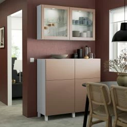 IKEA BESTÅ Storage Combination W Doors/drawers White Lappviken/Stubbarp/light Graybrown Clear Glass 47 1/4x16 1/2x83 7/8 " Blackbrown/hanviken/stubbarp Blackbrown Clear Glass -Ikea Storage solution systems Sales besta storage combination w doors drawers white lappviken stubbarp light gray brown clear glass 0999434 pe823540 s5