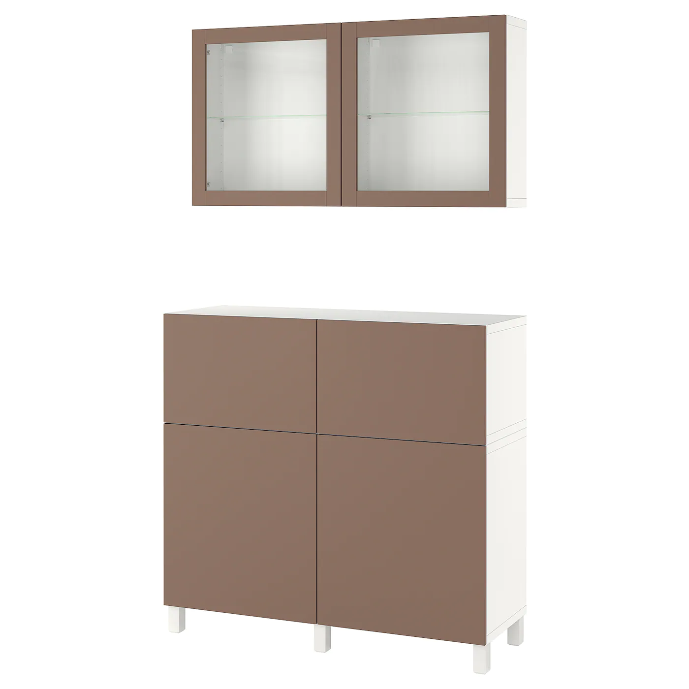 IKEA BESTÅ Storage Combination W Doors/drawers White Lappviken/Stubbarp/light Graybrown Clear Glass 47 1/4x16 1/2x83 7/8 " Blackbrown/hanviken/stubbarp Blackbrown Clear Glass