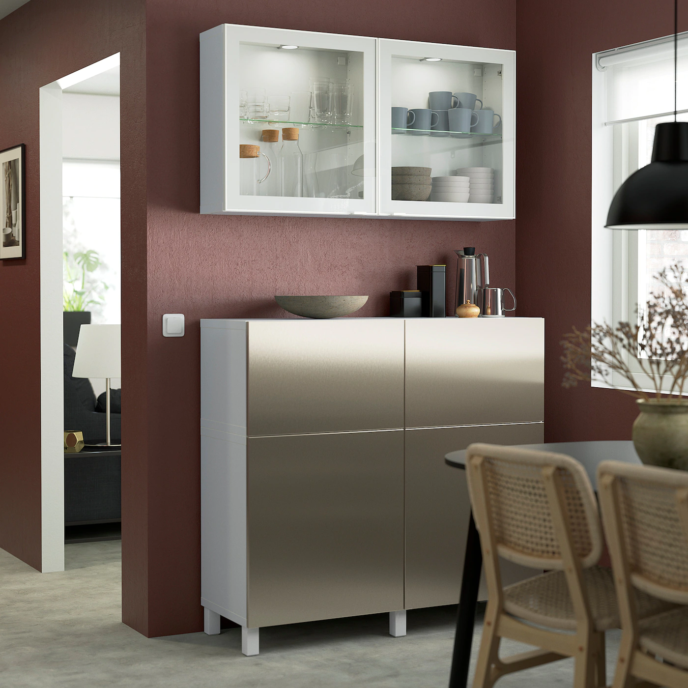 IKEA BESTÅ Storage Combination W Doors/drawers White Riksviken/Stubbarp/light Bronze Effect Clear Glass 47 1/4x16 1/2x83 7/8 " Blackbrown Laxviken/black Clear Glass 5 IKEA BESTÅ Storage Combination W Doors/drawers White Riksviken/Stubbarp/light Bronze Effect Clear Glass 47 1/4x16 1/2x83 7/8 " Blackbrown Laxviken/black Clear Glass - Image 3