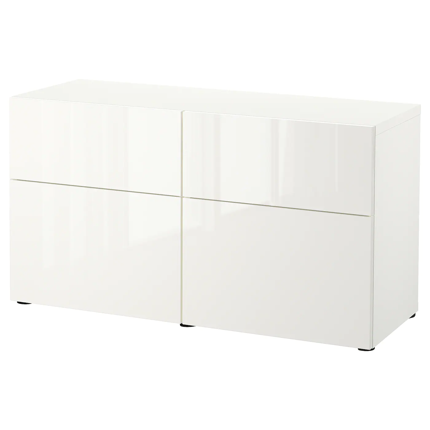 IKEA BESTÅ Storage Combination W Doors/drawers White/Selsviken Highgloss/white 47 1/4x16 1/2x25 5/8 " Blackbrown/hanviken Blackbrown
