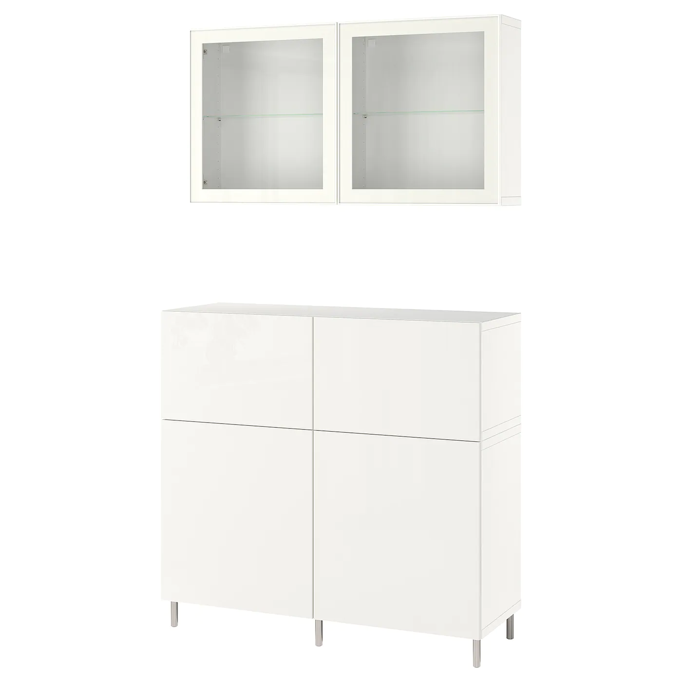 IKEA BESTÅ Storage Combination W Doors/drawers White/Selsviken/Ösarp High Gloss/white Clear Glass 47 1/4x16 1/2x83 7/8 " Blackbrown/selsviken/Ösarp High Gloss/black Clear Glass