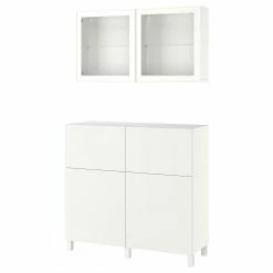 IKEA BESTÅ Storage Combination W Doors/drawers White/Selsviken/Stubbarp High Gloss/white Clear Glass 47 1/4x16 1/2x83 7/8 " Blackbrown Lappviken/sindvik/stubbarp Blackbrown Clear Glass