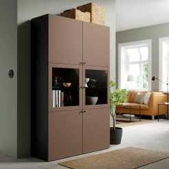 IKEA BESTÅ Storage Combination W/glass Doors Blackbrown Lappviken/light Graybrown Clear Glass 47 1/4x16 1/2x76 " -Ikea Storage solution systems Sales besta storage combination w glass doors black brown lappviken light gray brown clear glass 0994812 pe821374 s5