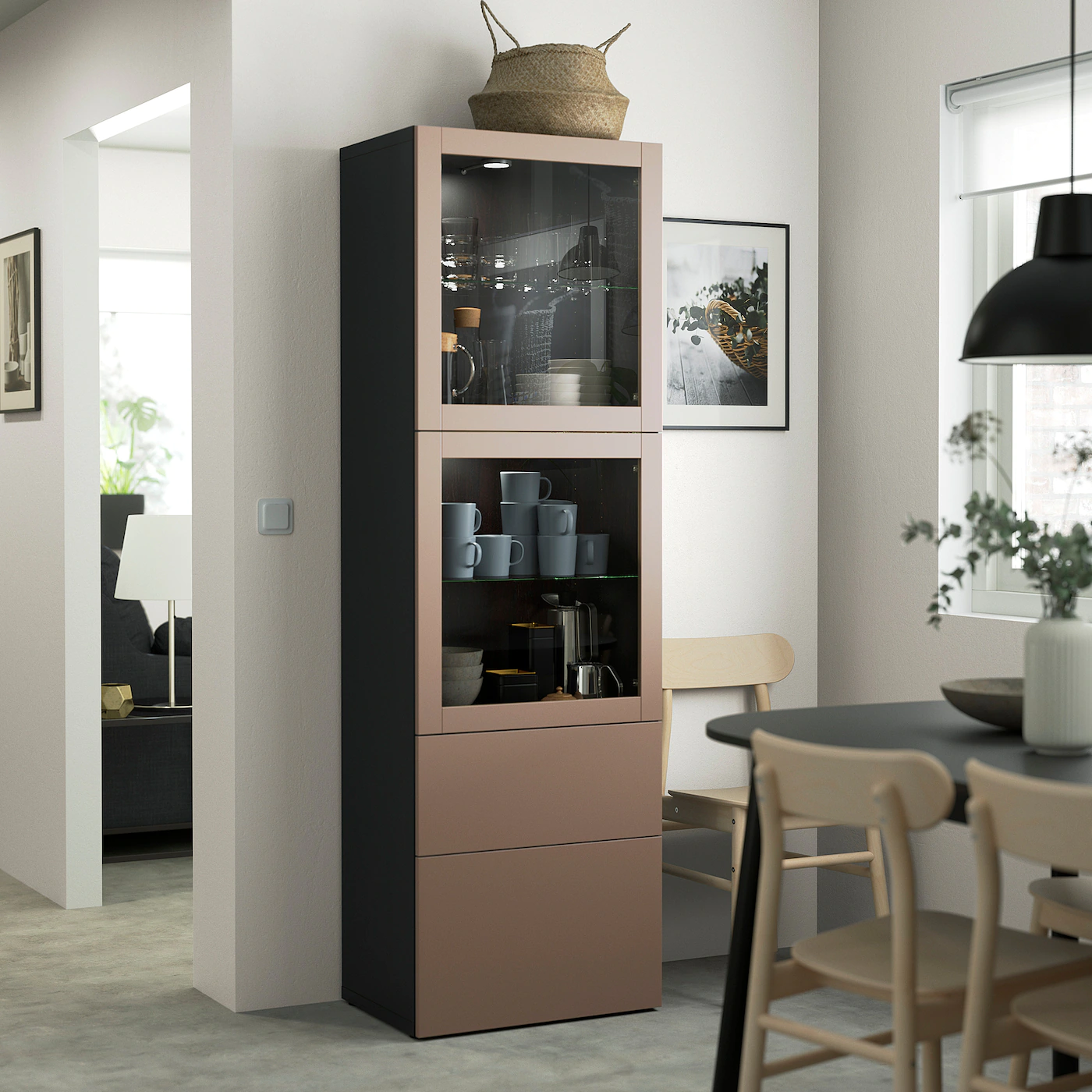 IKEA BESTÅ Storage Combination W/glass Doors Blackbrown Lappviken/light Graybrown Clear Glass 23 5/8x16 1/2x76 " 5 IKEA BESTÅ Storage Combination W/glass Doors Blackbrown Lappviken/light Graybrown Clear Glass 23 5/8x16 1/2x76 " - Image 3