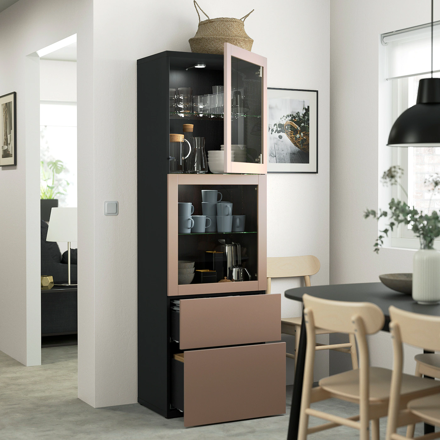 IKEA BESTÅ Storage Combination W/glass Doors Blackbrown Lappviken/light Graybrown Clear Glass 23 5/8x16 1/2x76 " 4 IKEA BESTÅ Storage Combination W/glass Doors Blackbrown Lappviken/light Graybrown Clear Glass 23 5/8x16 1/2x76 " - Image 2