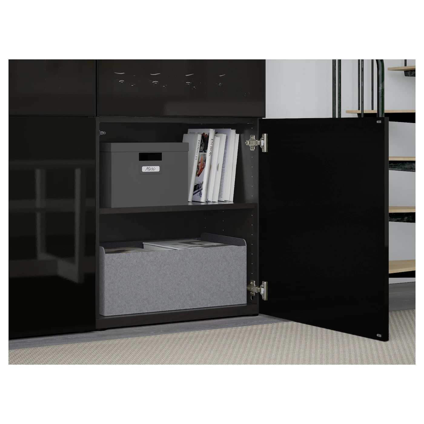 IKEA BESTÅ Storage Combination W/glass Doors Blackbrown/Selsviken High Gloss/black Smoked Glass 47 1/4x16 1/2x76 " 9 IKEA BESTÅ Storage Combination W/glass Doors Blackbrown/Selsviken High Gloss/black Smoked Glass 47 1/4x16 1/2x76 " - Image 7