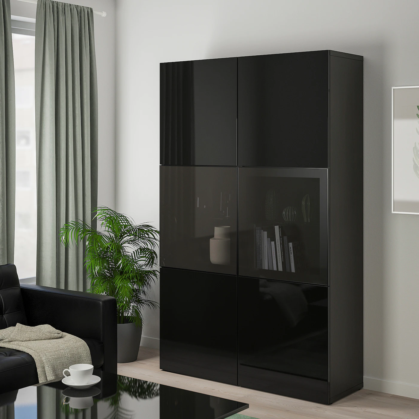 IKEA BESTÅ Storage Combination W/glass Doors Blackbrown/Selsviken High Gloss/black Smoked Glass 47 1/4x16 1/2x76 " 8 IKEA BESTÅ Storage Combination W/glass Doors Blackbrown/Selsviken High Gloss/black Smoked Glass 47 1/4x16 1/2x76 " - Image 6