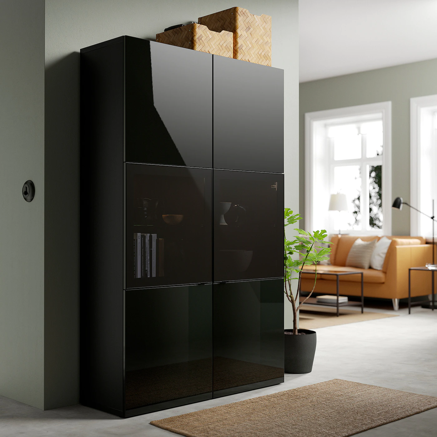 IKEA BESTÅ Storage Combination W/glass Doors Blackbrown/Selsviken High Gloss/black Smoked Glass 47 1/4x16 1/2x76 " 5 IKEA BESTÅ Storage Combination W/glass Doors Blackbrown/Selsviken High Gloss/black Smoked Glass 47 1/4x16 1/2x76 " - Image 3