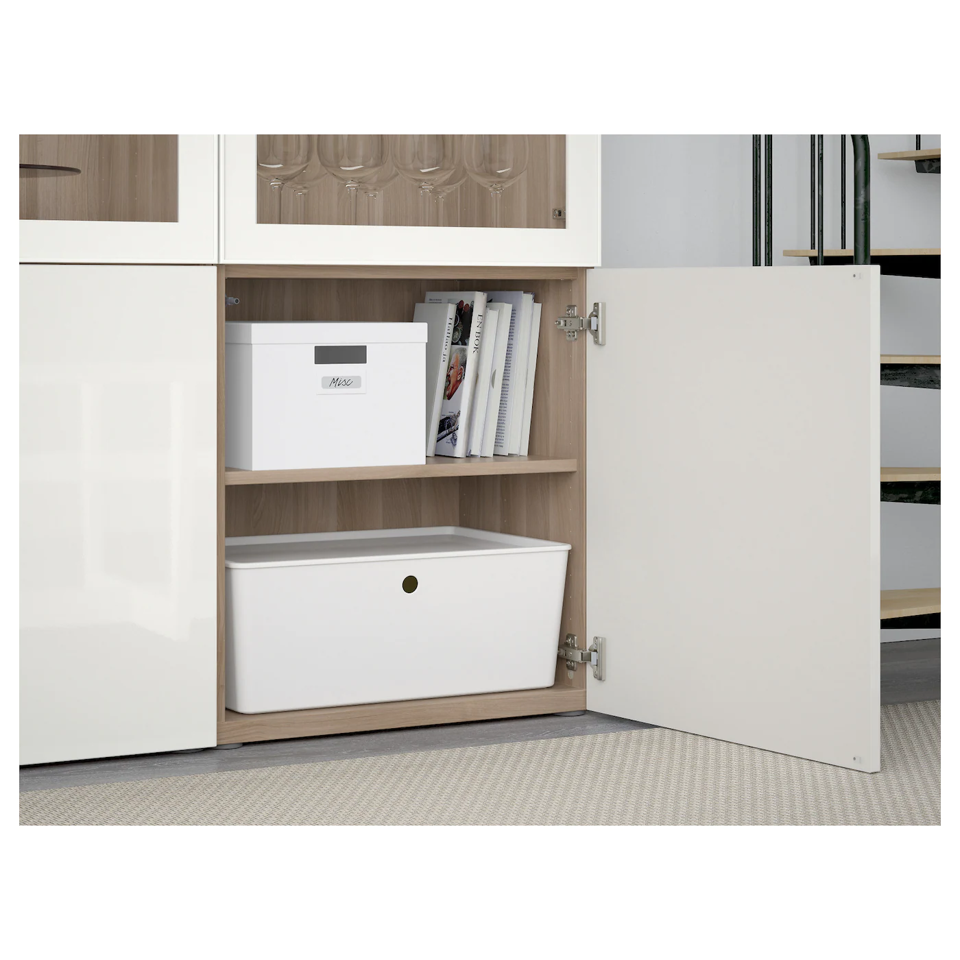 IKEA BESTÅ Storage Combination W/glass Doors Walnut Effect Light Gray/Selsviken High Gloss/white Clear Glass 47 1/4x16 1/2x76 " Blackbrown/selsviken High Gloss/black Clear Glass 8 IKEA BESTÅ Storage Combination W/glass Doors Walnut Effect Light Gray/Selsviken High Gloss/white Clear Glass 47 1/4x16 1/2x76 " Blackbrown/selsviken High Gloss/black Clear Glass - Image 6