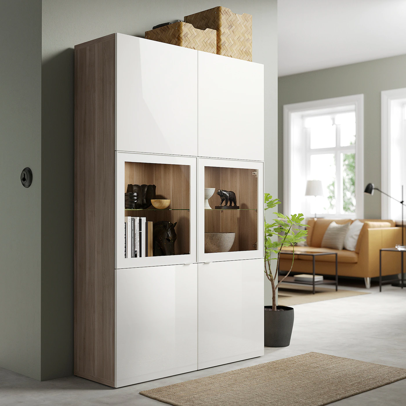 IKEA BESTÅ Storage Combination W/glass Doors Walnut Effect Light Gray/Selsviken High Gloss/white Clear Glass 47 1/4x16 1/2x76 " Blackbrown/selsviken High Gloss/black Clear Glass 7 IKEA BESTÅ Storage Combination W/glass Doors Walnut Effect Light Gray/Selsviken High Gloss/white Clear Glass 47 1/4x16 1/2x76 " Blackbrown/selsviken High Gloss/black Clear Glass - Image 5