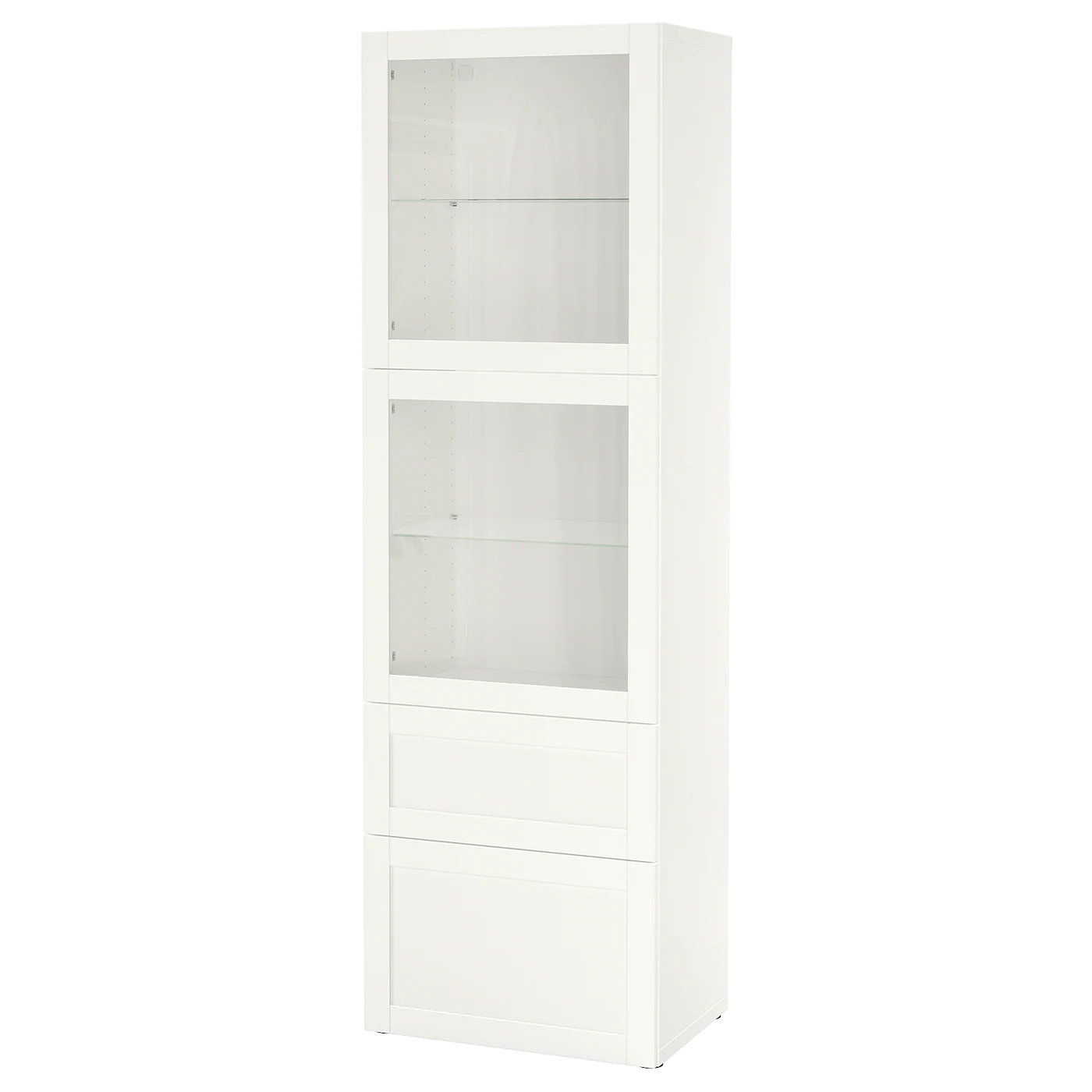 IKEA BESTÅ Storage Combination W/glass Doors White/Hanviken White Clear Glass 23 5/8x16 1/2x76 " Blackbrown Lappviken/light Graybrown Clear Glass