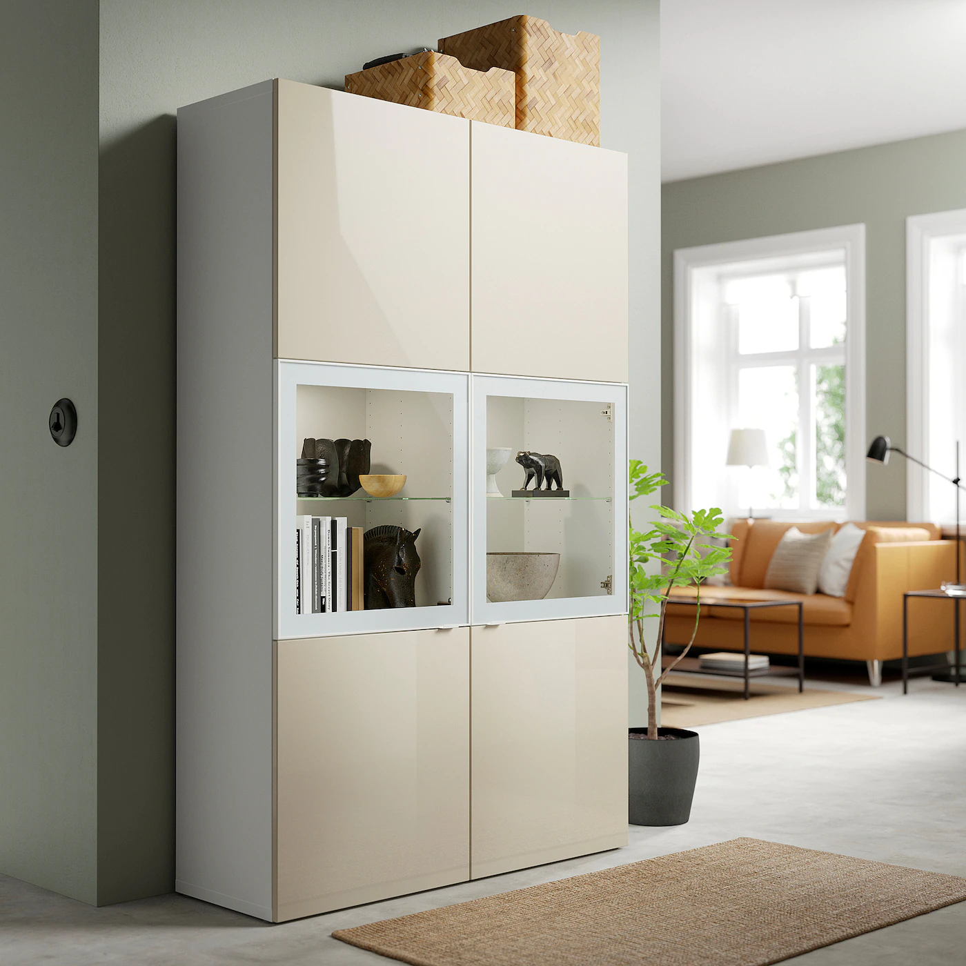 IKEA BESTÅ Storage Combination W/glass Doors White/Selsviken High Gloss/beige Clear Glass 47 1/4x16 1/2x76 " Blackbrown Lappviken/light Graybrown Clear Glass 7 IKEA BESTÅ Storage Combination W/glass Doors White/Selsviken High Gloss/beige Clear Glass 47 1/4x16 1/2x76 " Blackbrown Lappviken/light Graybrown Clear Glass - Image 5
