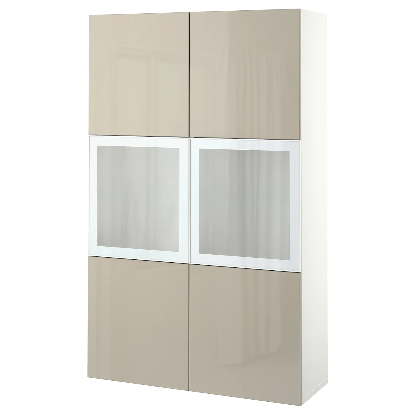 IKEA BESTÅ Storage Combination W/glass Doors White/Selsviken High Gloss/beige Frosted Glass 47 1/4x16 1/2x76 " Blackbrown/selsviken High Gloss/black Clear Glass