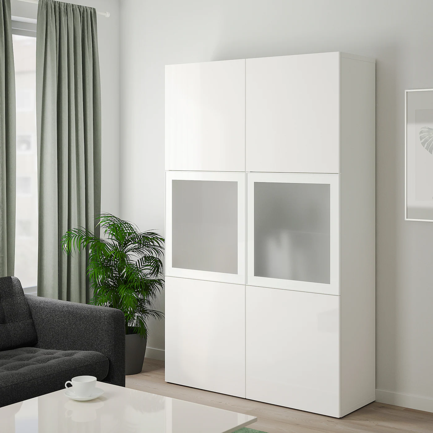 IKEA BESTÅ Storage Combination W/glass Doors White/Selsviken Highgloss/white Frosted Glass 47 1/4x16 1/2x76 " Blackbrown/selsviken High Gloss/beige Smoked Glass 9 IKEA BESTÅ Storage Combination W/glass Doors White/Selsviken Highgloss/white Frosted Glass 47 1/4x16 1/2x76 " Blackbrown/selsviken High Gloss/beige Smoked Glass - Image 7