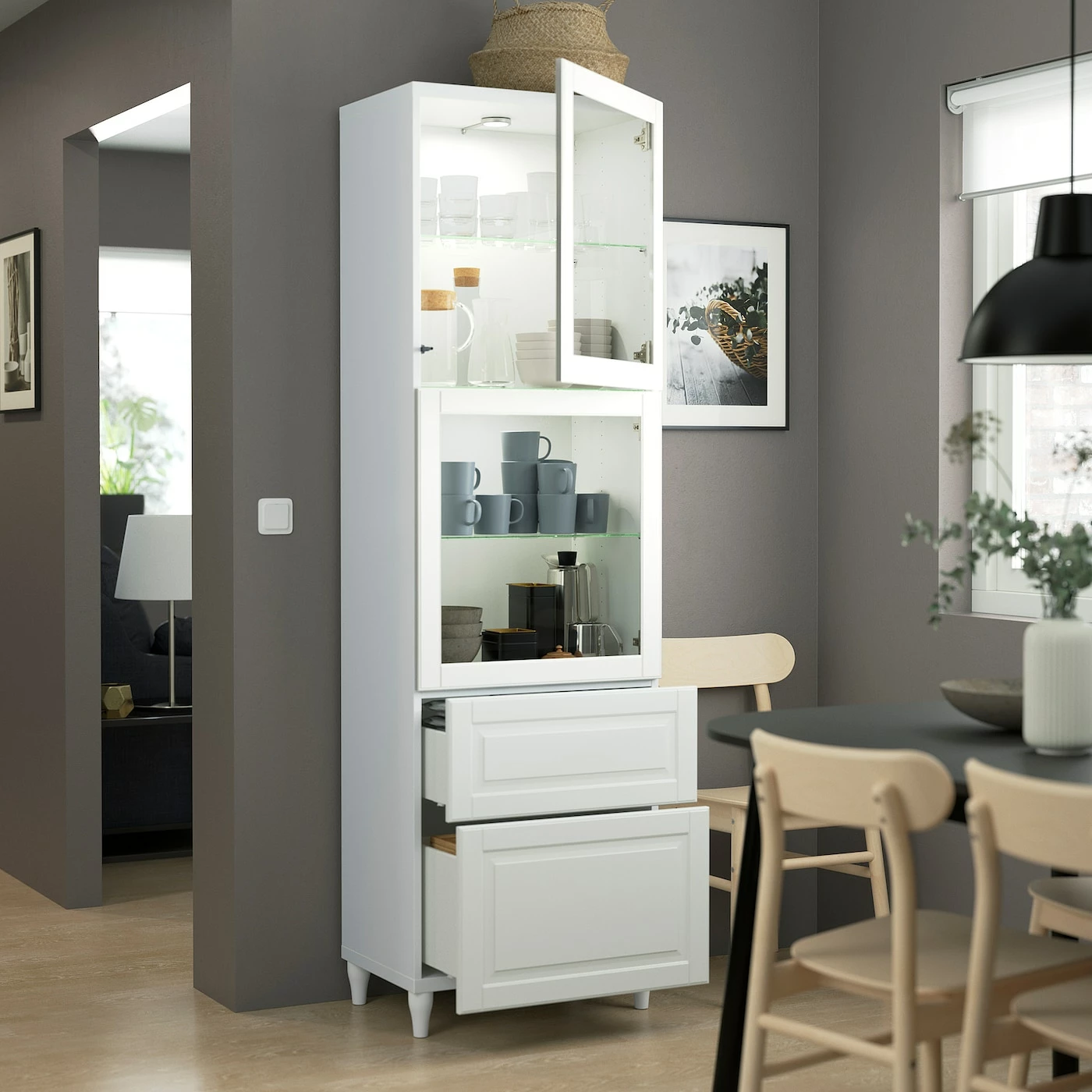 IKEA BESTÅ Storage Combination W/glass Doors White Smeviken/Ostvik/Kabbarp White Clear Glass 23 5/8x16 1/2x79 1/2 " Walnut Effect Light Gray/selsviken High Gloss/white Clear Glass 4 IKEA BESTÅ Storage Combination W/glass Doors White Smeviken/Ostvik/Kabbarp White Clear Glass 23 5/8x16 1/2x79 1/2 " Walnut Effect Light Gray/selsviken High Gloss/white Clear Glass - Image 2