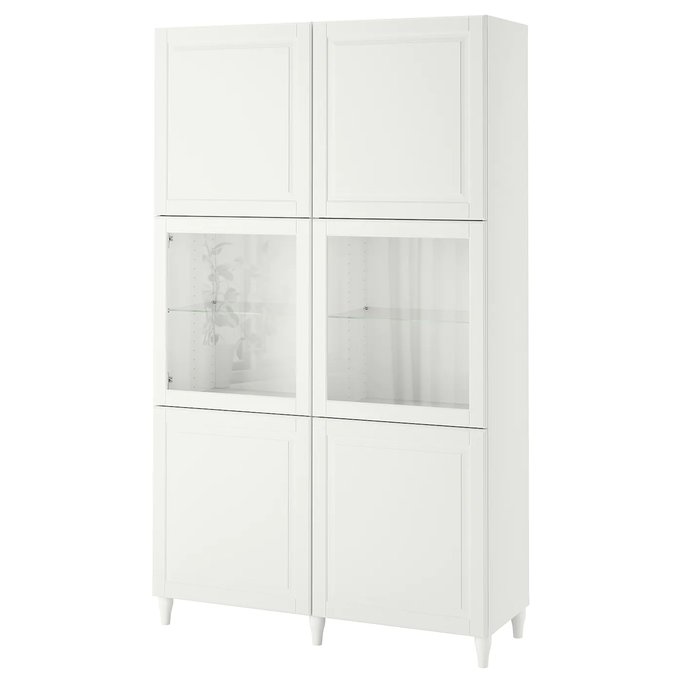 IKEA BESTÅ Storage Combination W/glass Doors White Smeviken/Ostvik White Clear Glass 47 1/4x16 1/2x79 1/2 " Blackbrown Lappviken/sindvik Blackbrown Clear Glass