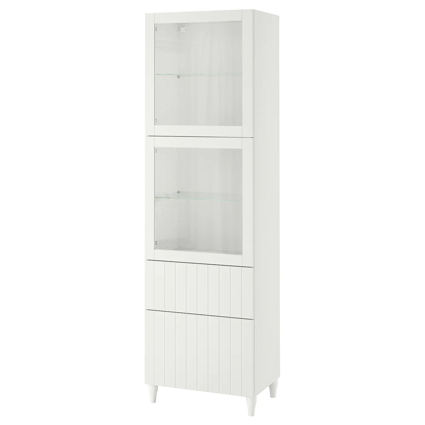 IKEA BESTÅ Storage Combination W/glass Doors White/Sutterviken/Kabbarp White Clear Glass 23 5/8x16 1/2x79 1/2 " Blackbrown/selsviken High Gloss/black Clear Glass
