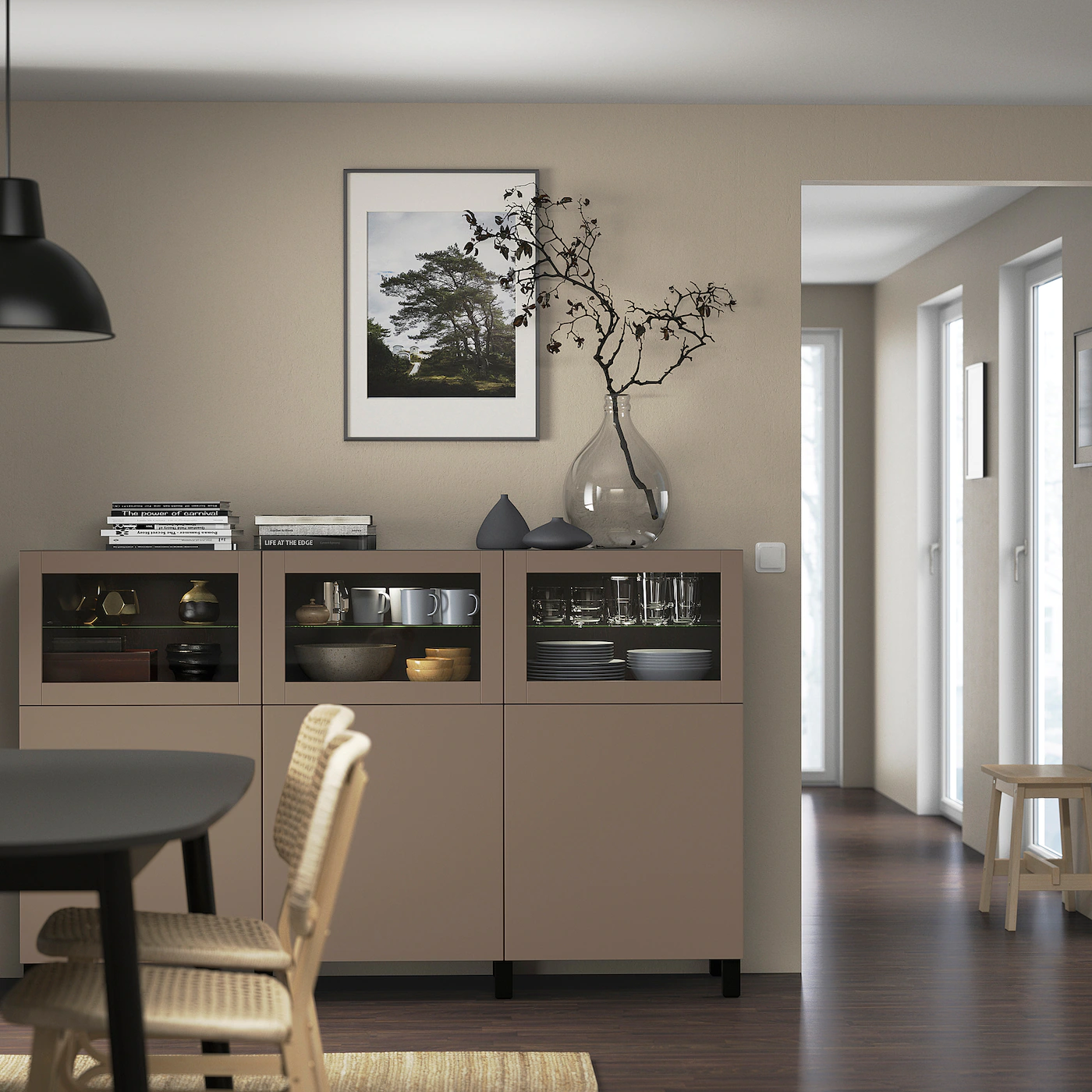 IKEA BESTÅ Storage Combination With Doors Blackbrown Lappviken/light Graybrown Clear Glass 70 7/8x16 1/2x44 1/8 " 5 IKEA BESTÅ Storage Combination With Doors Blackbrown Lappviken/light Graybrown Clear Glass 70 7/8x16 1/2x44 1/8 " - Image 3