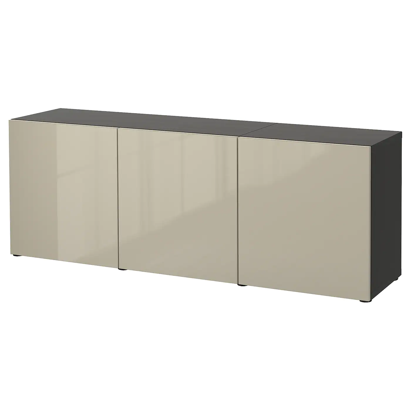 IKEA BESTÅ Storage Combination With Doors Blackbrown/Selsviken Highgloss/beige 70 7/8x16 1/2x25 5/8 " Blackbrown Kallviken/dark Gray Concrete Effect