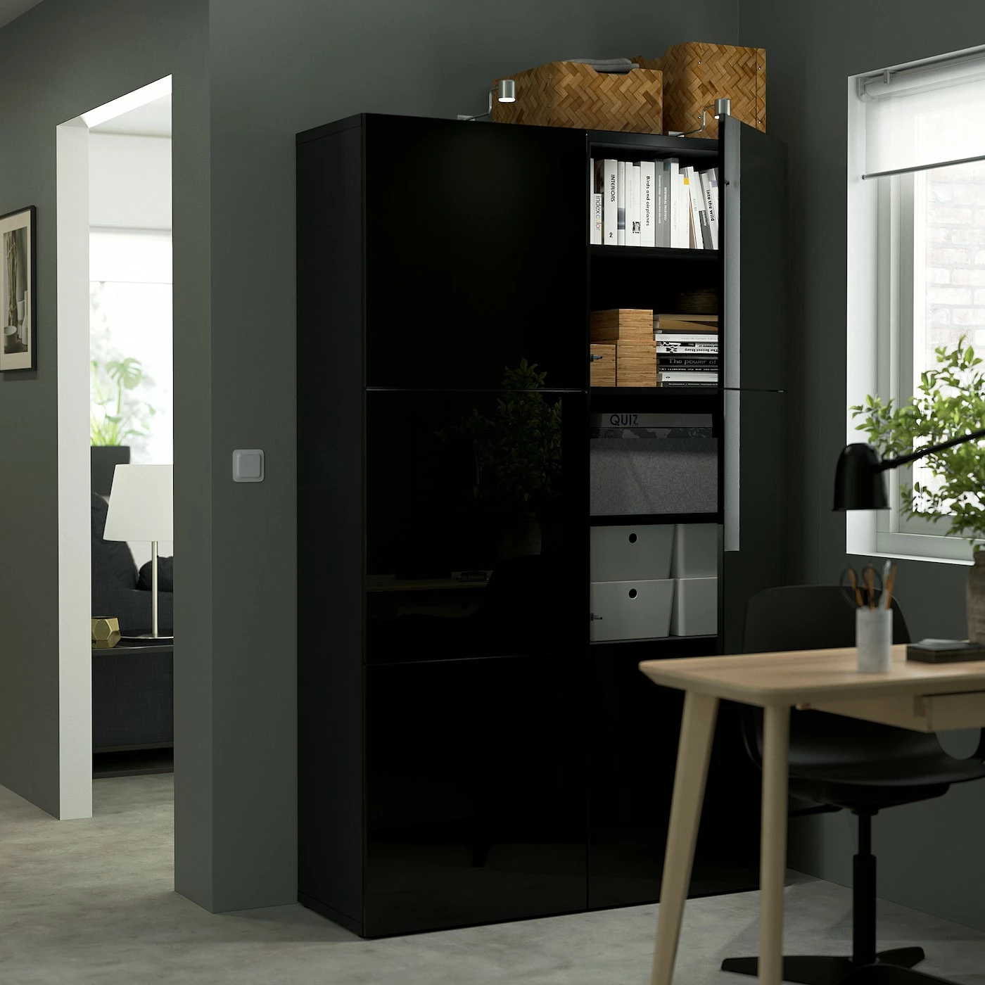 IKEA BESTÅ Storage Combination With Doors Blackbrown/Selsviken Highgloss/black 47 1/4x16 1/2x76 " Blackbrown Selsviken/high Gloss Dark Olivegreen 4 IKEA BESTÅ Storage Combination With Doors Blackbrown/Selsviken Highgloss/black 47 1/4x16 1/2x76 " Blackbrown Selsviken/high Gloss Dark Olivegreen - Image 2