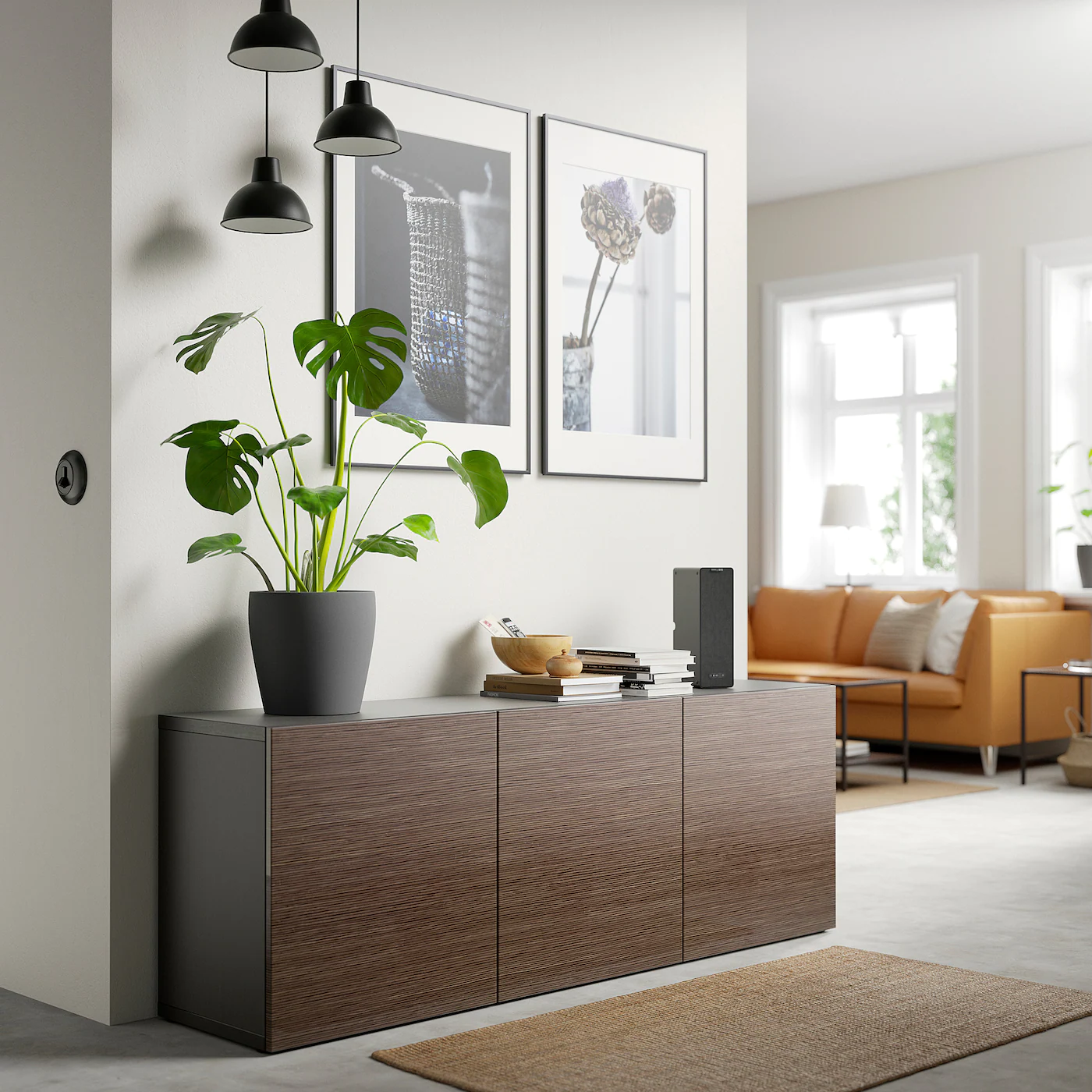 IKEA BESTÅ Storage Combination With Doors Blackbrown/Selsviken Highgloss/brown 70 7/8x16 1/2x25 5/8 " Blackbrown Kallviken/stubbarp/dark Gray Concrete Effect 5 IKEA BESTÅ Storage Combination With Doors Blackbrown/Selsviken Highgloss/brown 70 7/8x16 1/2x25 5/8 " Blackbrown Kallviken/stubbarp/dark Gray Concrete Effect - Image 3